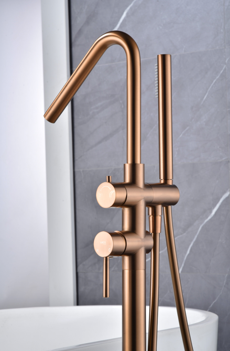 vista griferia bañera exenta Corcega oro rosa cepillado