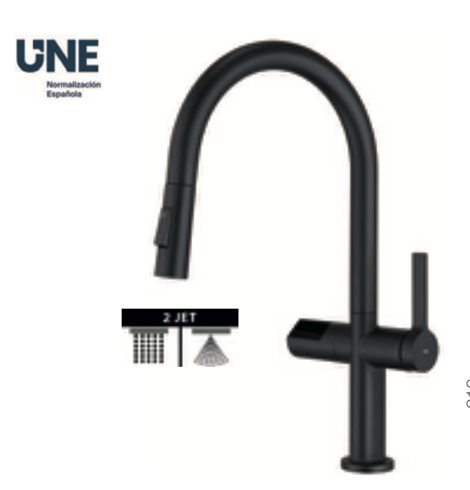 vista grifo cocina extraible Turin sensor negro mate