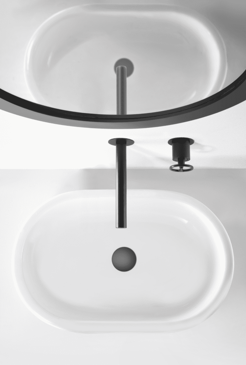 vista superior grifo empotrado Olimpo negro mate