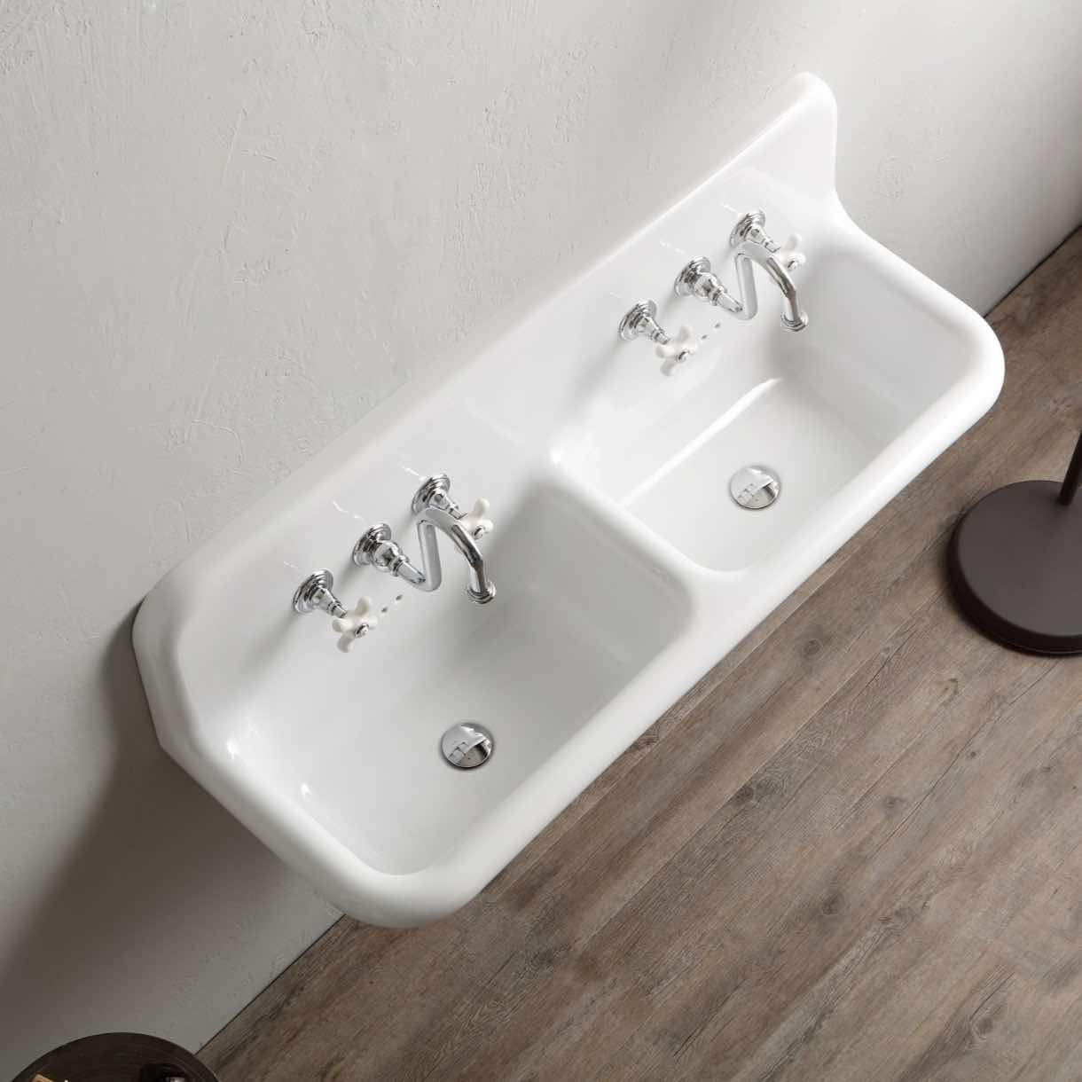 vista superior lavabo doble true colors blanco
