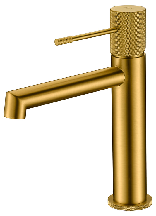 Imex Line brushed gold single-lever basin mixer taps 