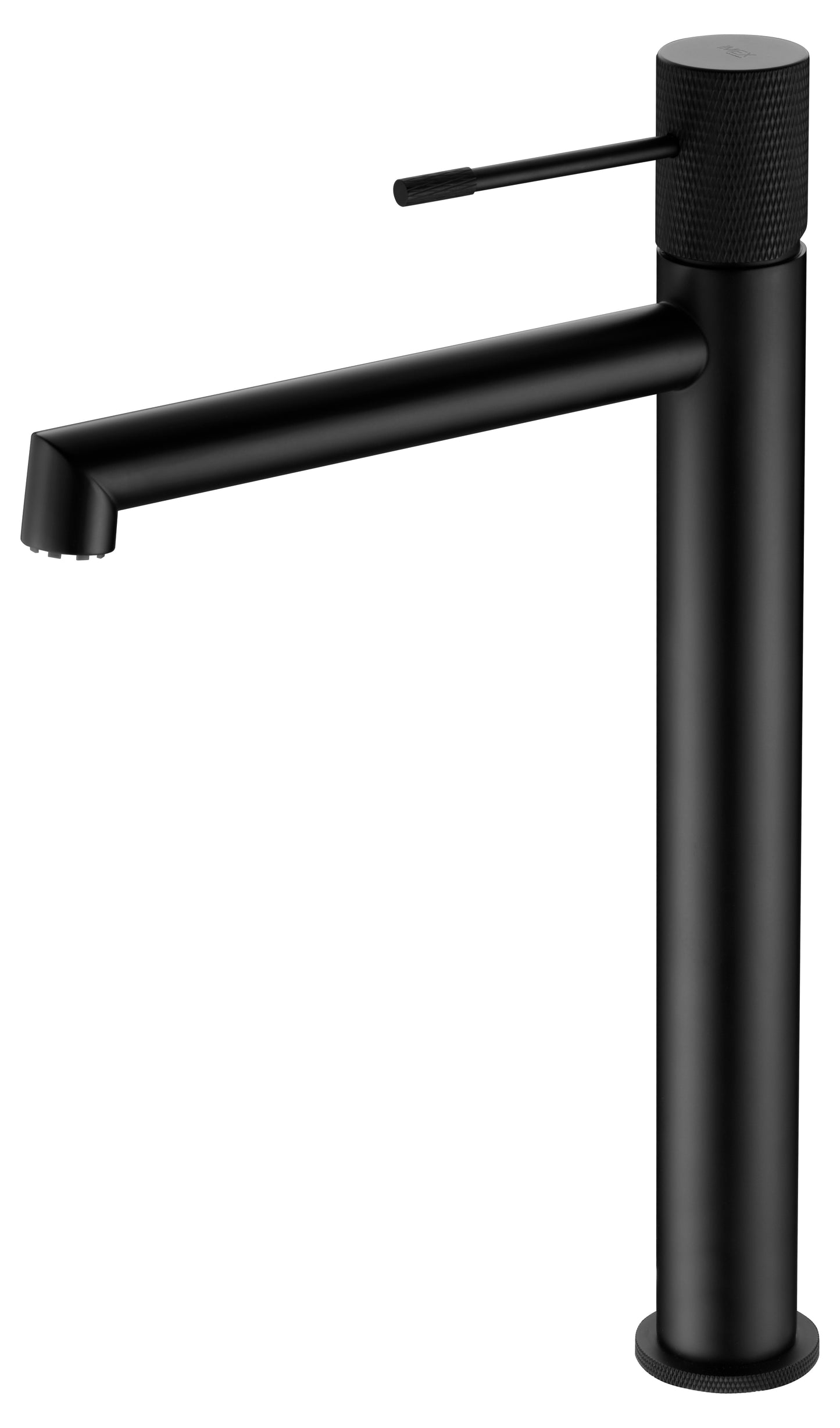 Matte black Line tall basin mixer taps by Imex 