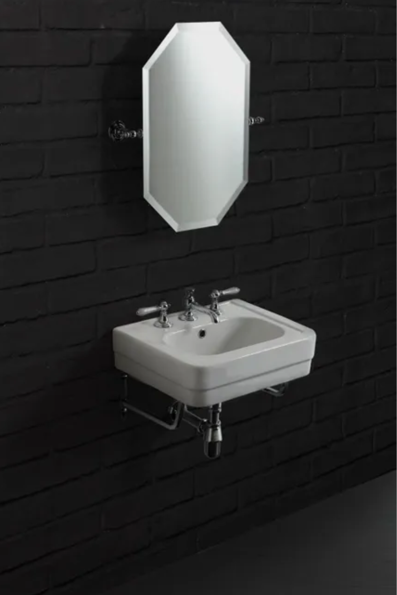 Ceramic washbasin with Classic style metal wall supports