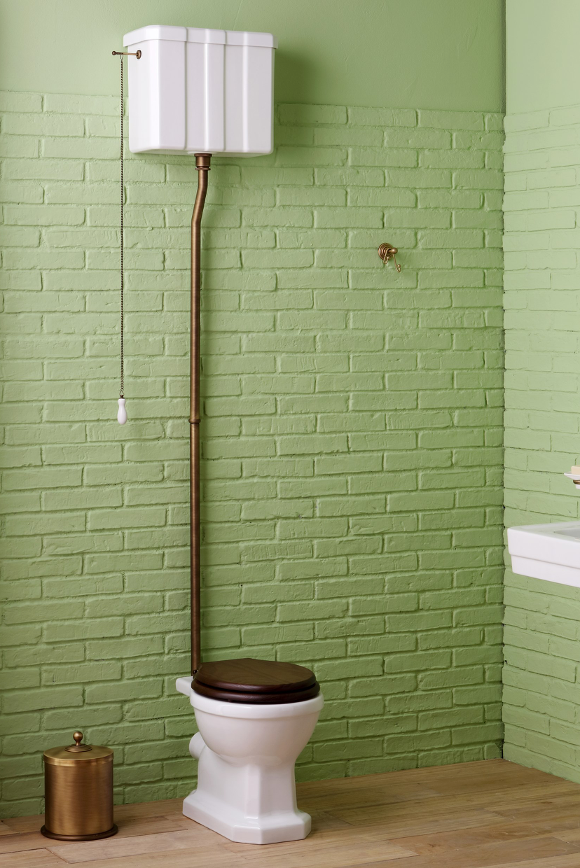 Classic style WC on the ground with high cistern