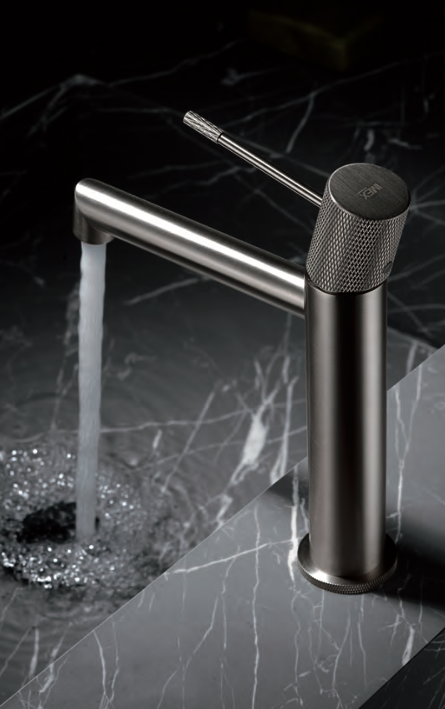 Line single-lever washbasin faucet brushed nickel by Imex 