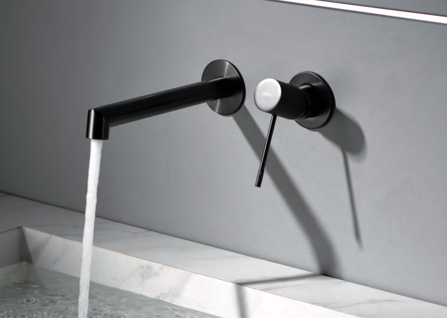 Line black gun metal built-in washbasin taps 