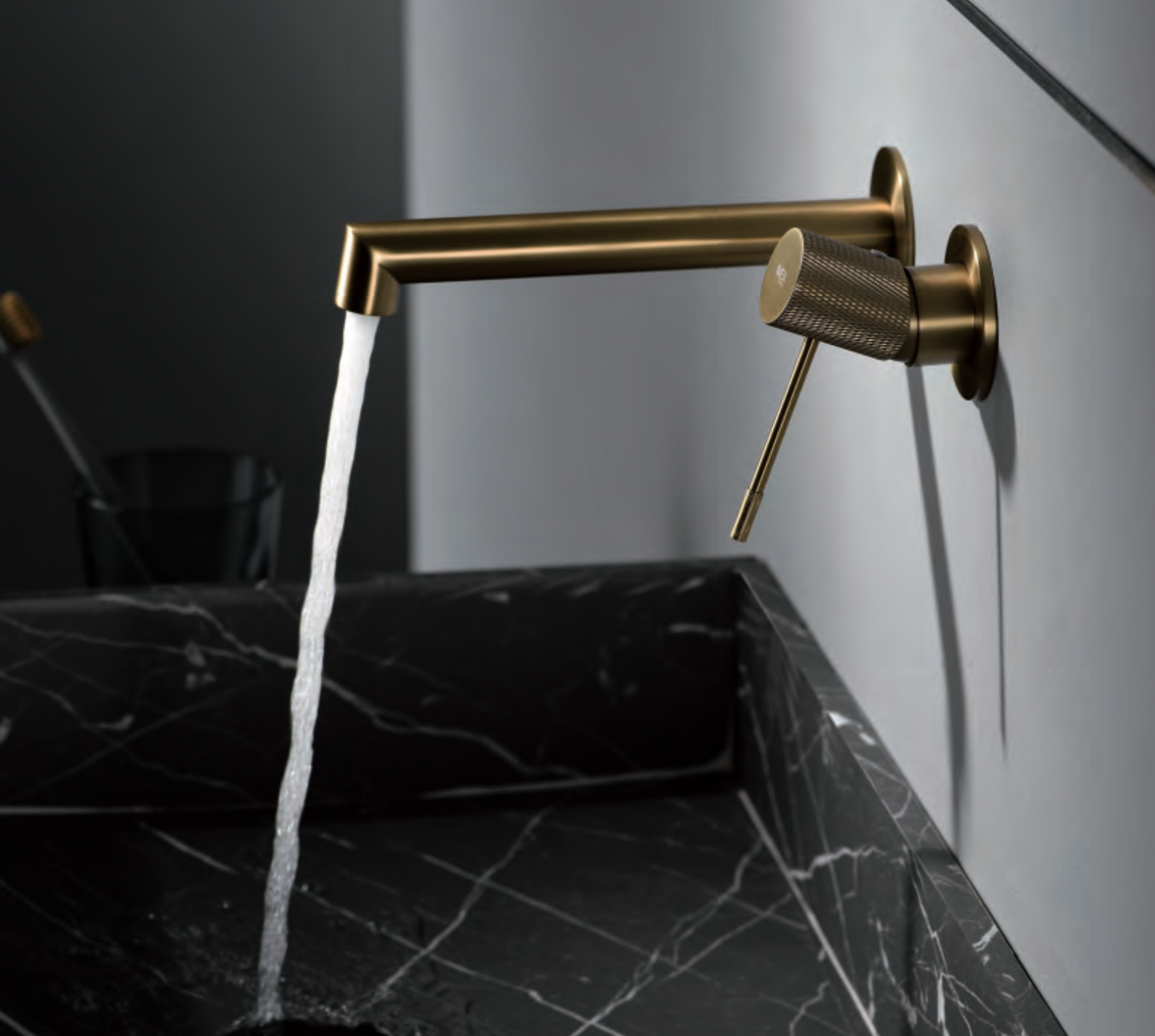 Imex Line brushed gold built-in washbasin taps 