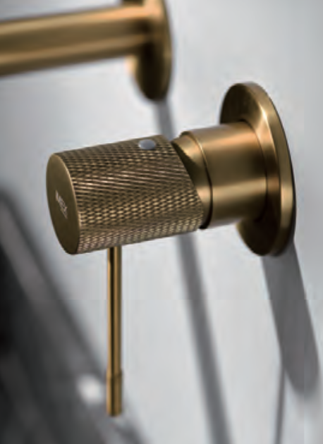 Brushed gold Line built-in basin mixer 