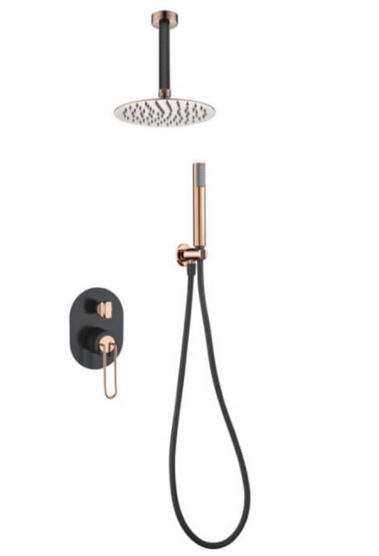 Built-in shower mixer Croatia black/rose gold 