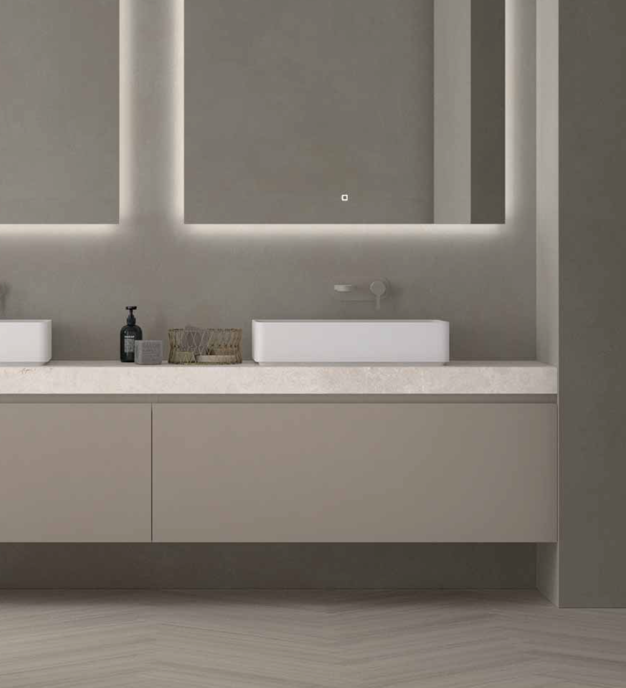 Wall-hung washbasin unit with 1 drawer Leo by Maderó Atelier