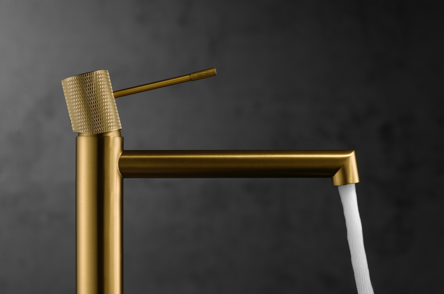 Brushed gold Line high washbasin mixer tap 