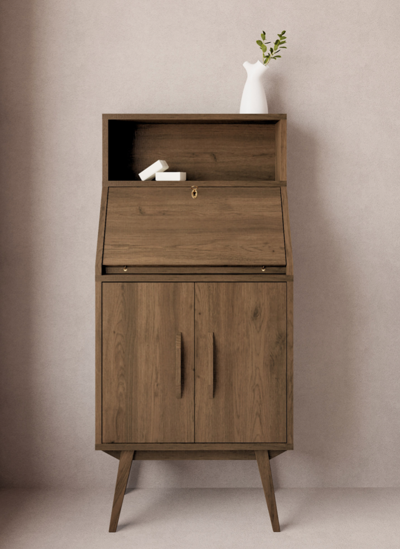 Velvet bathroom auxiliary cabinet with secretaire and shelf