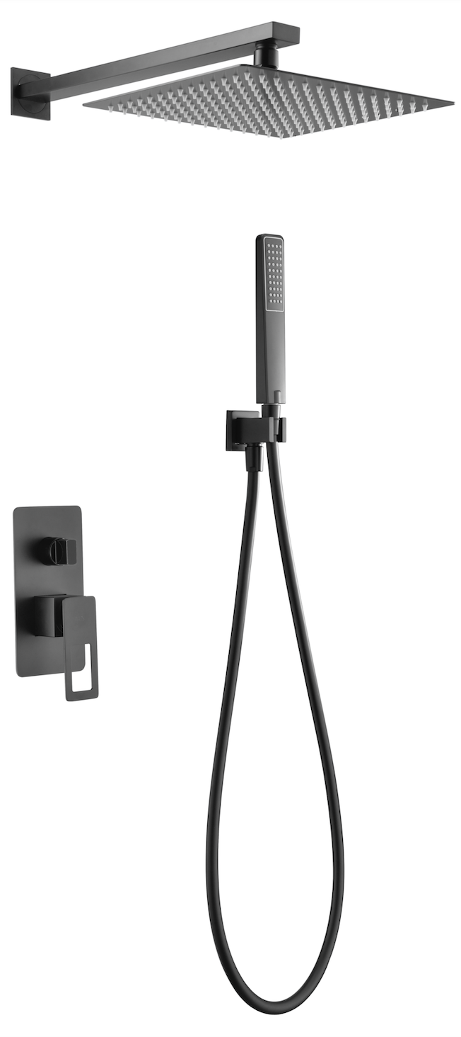 Matte black Sweden built-in single-lever shower set 
