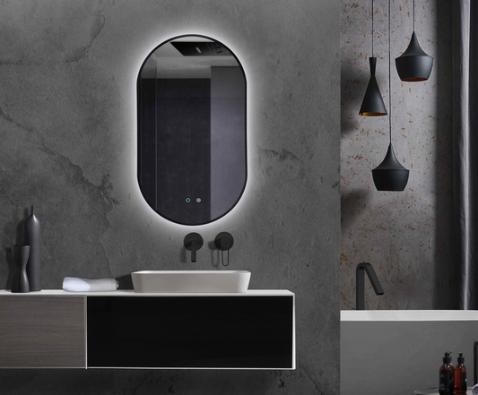 Espejo baño elíptico retroiluminado Tokyo de Ledimex de estilo Industrial