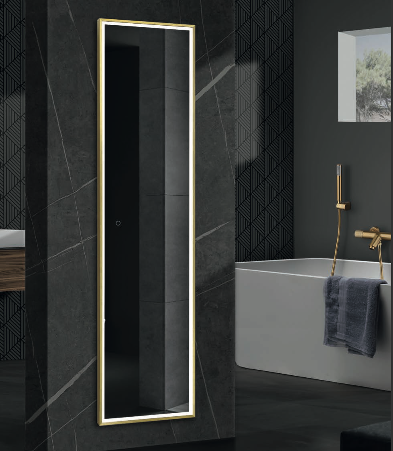 Miroir de salle de bain rectangulaire avec éclairage frontal New York par Ledimex