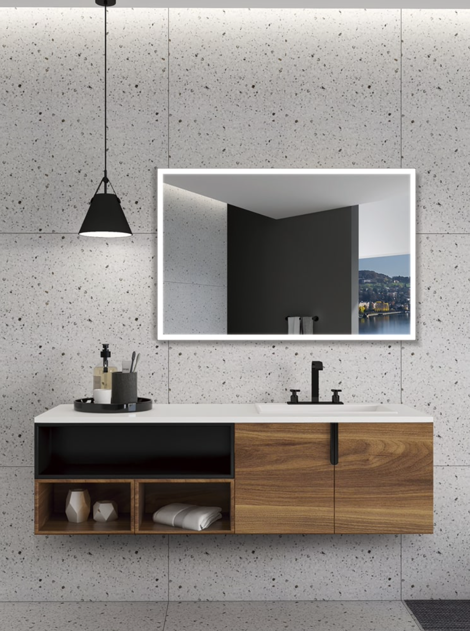 Miroir de salle de bain carré avec éclairage frontal Switzerland