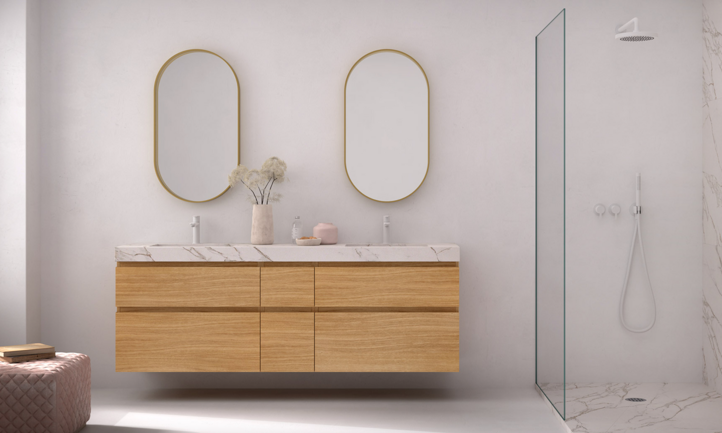Wall-hung washbasin cabinet with 2 unequal drawers Leo de Maderó Atelier