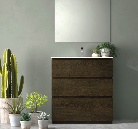 Floor-mounted washbasin cabinet with 3 equal drawers Leo by Maderó Atelier