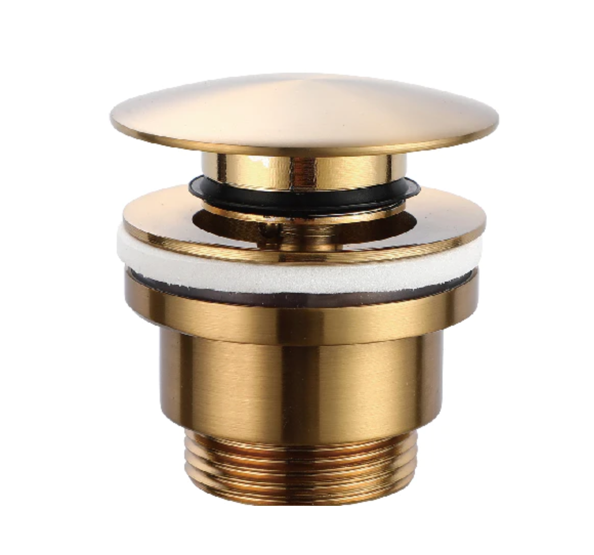 Click clack valve for sink and bidet in Brushed Gold by Imex