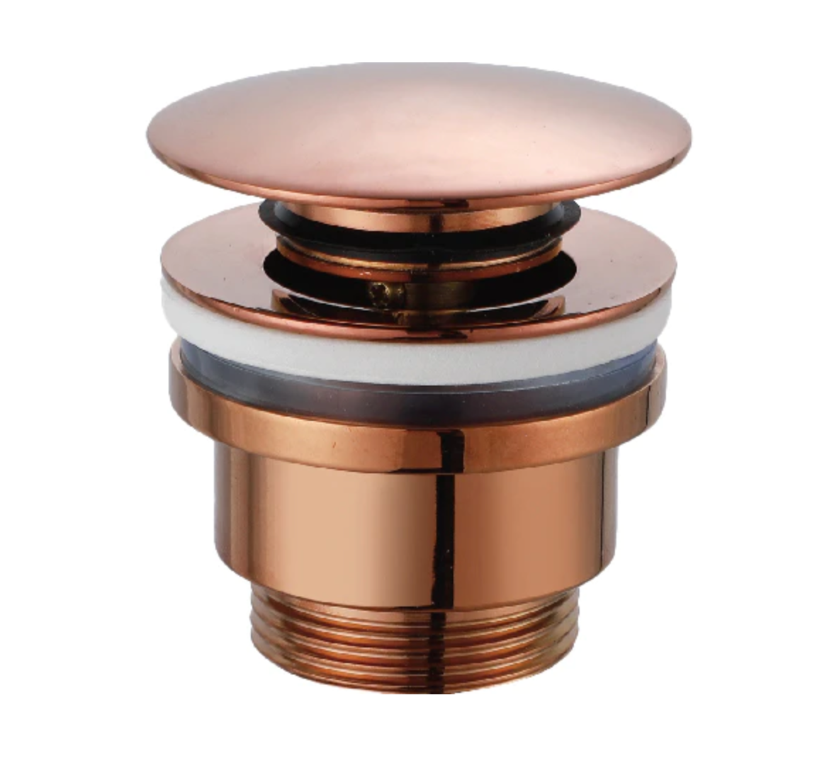 Click clack valve for sink and bidet in Glossy Rose Gold by Imex
