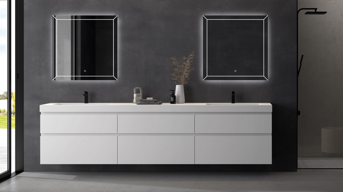 Auxiliary suspended bathroom furniture with 2 unequal drawers Leo de Maderó Atelier