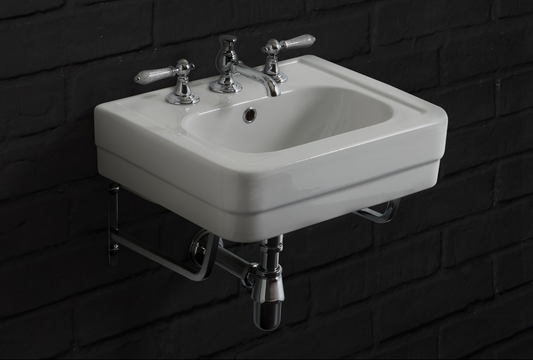Ceramic washbasin with Classic style metal wall supports