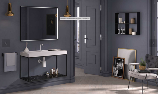 Suspended Tribeca Industrial style washbasin cabinet with shelf
