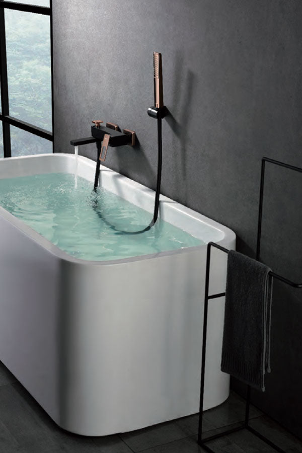 Robinet de bain/douche à levier unique en or rose noir Suède