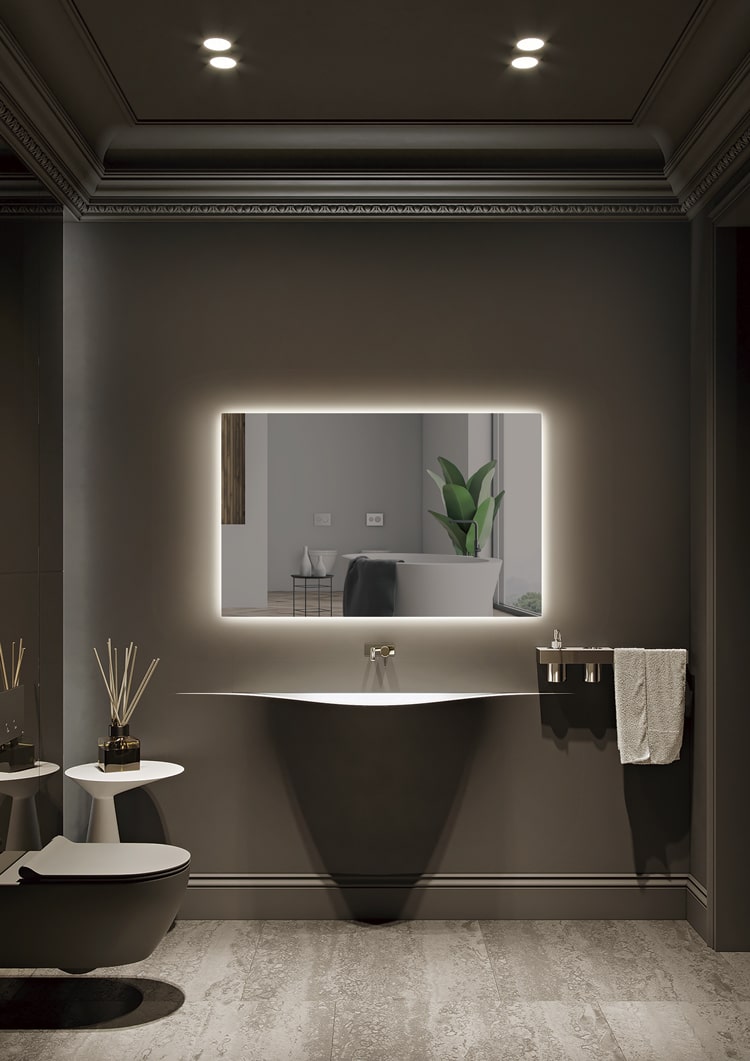 Espejo baño cuadrado retroiluminado antivaho Italia de Ledimex