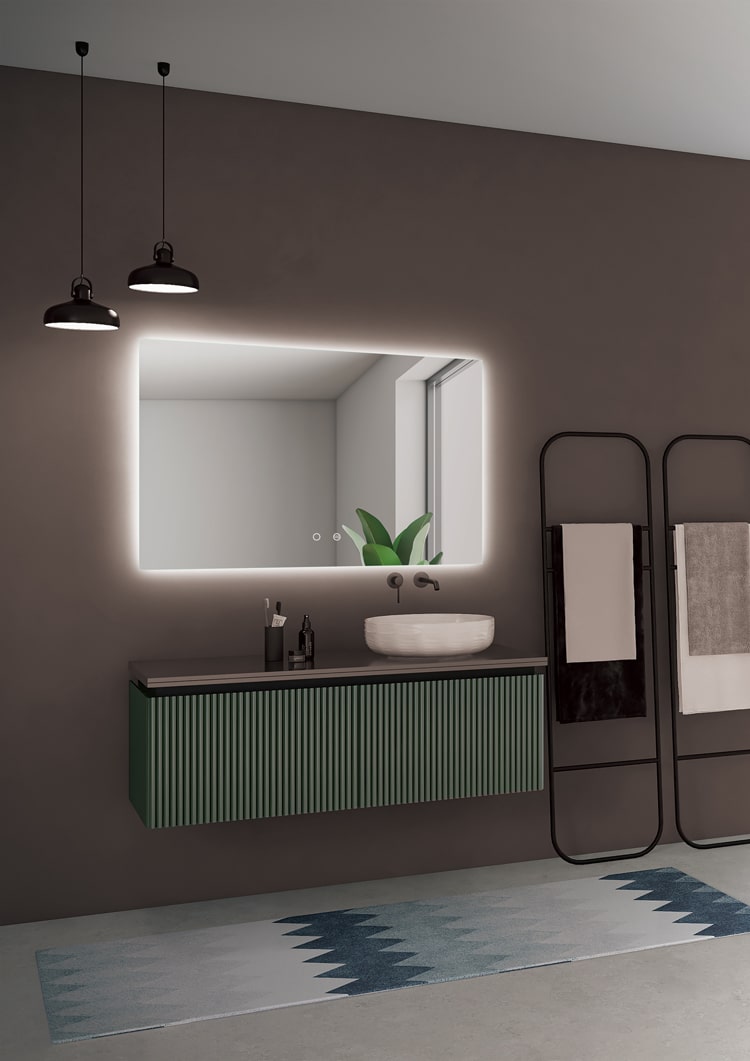 Miroir de salle de bain carré antibuée rétroéclairé Italy