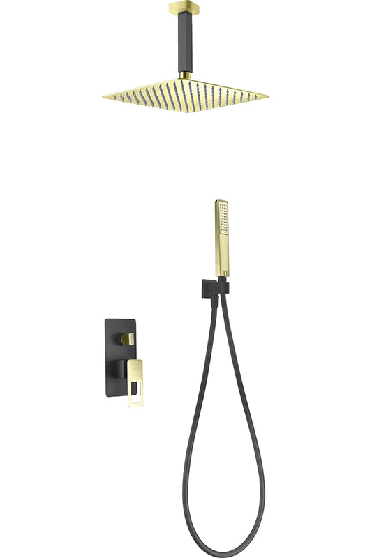 Stockholm black gold built-in single-lever shower set by Imex