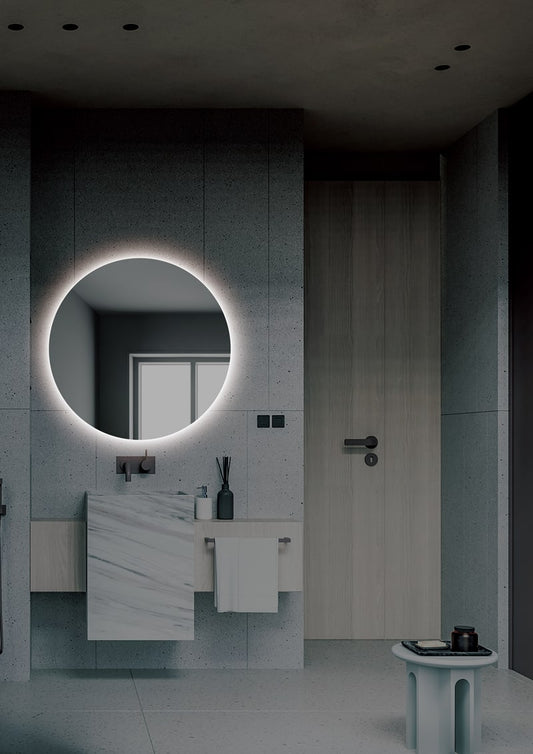 Lisbon round anti-fog backlit bathroom mirror by Ledimex