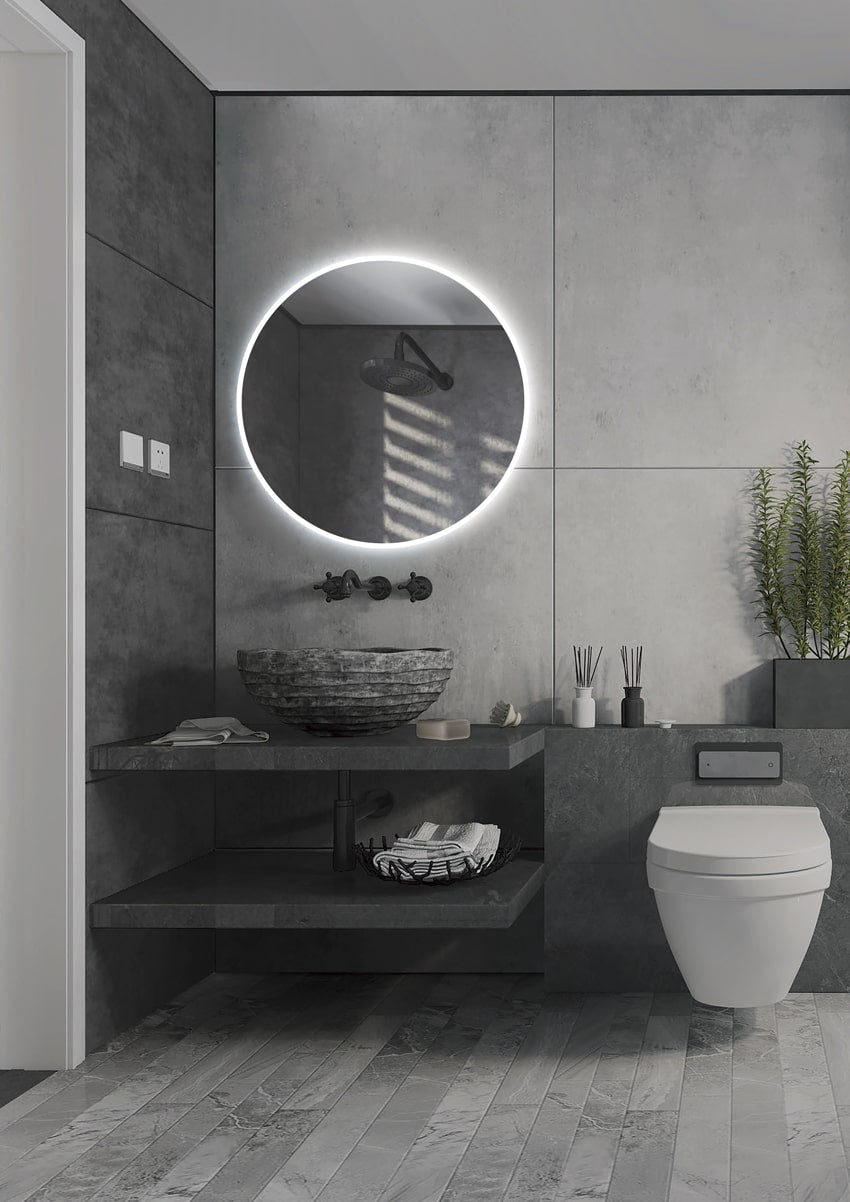 Anti-fog backlit round bathroom mirror London