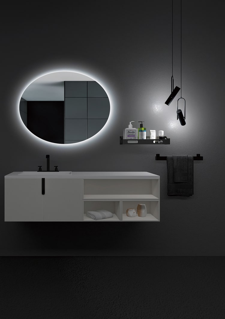 Miroir de salle de bain rond rétroéclairé lumière froide Ovale