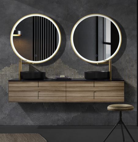 Miroir de salle de bain rond avec éclairage frontal Paris par Ledimex