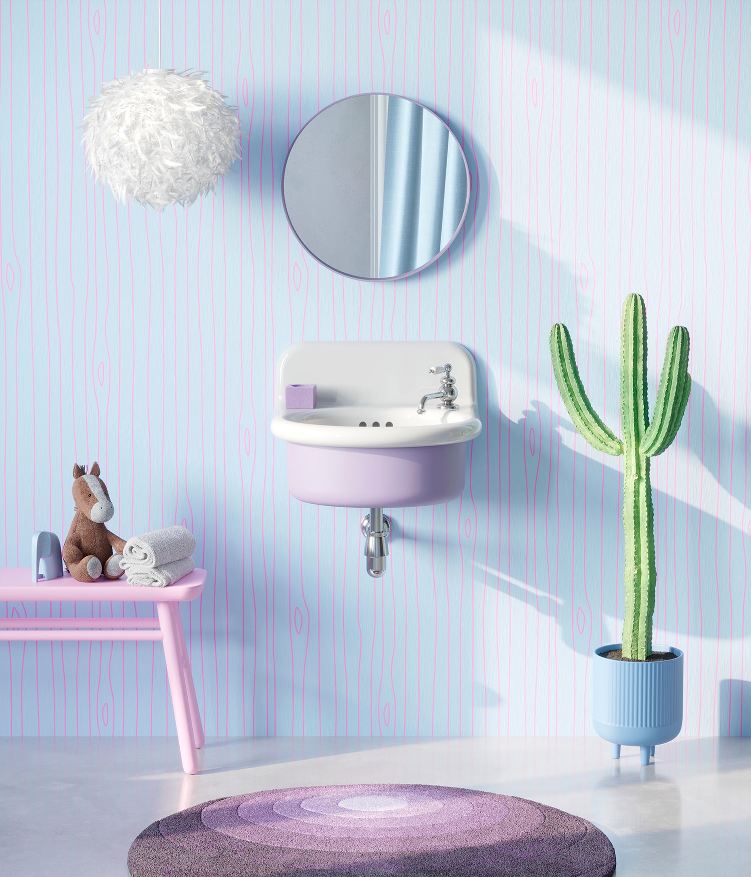 ambientación baño con lavabo ovalado True Colors Lite