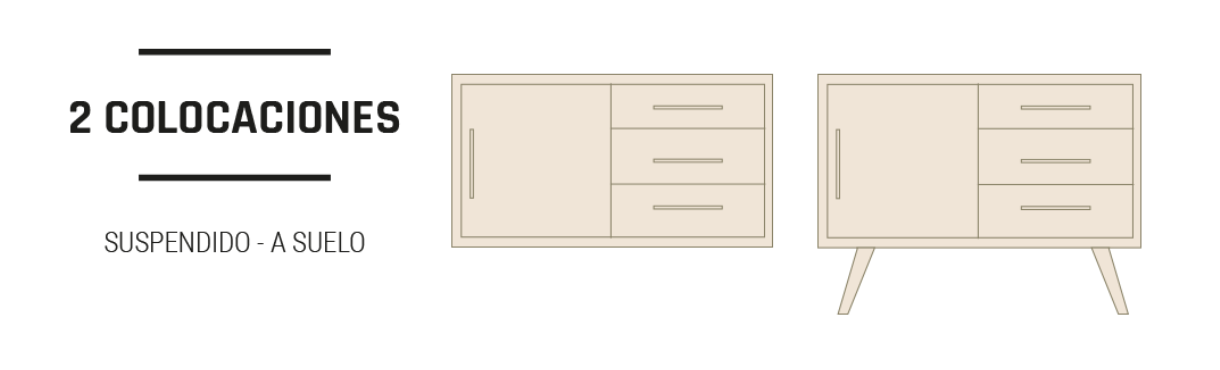 Mueble Baño Velvet 100cm - 1 Puerta + 3 Cajones | Patas Vintage Opcionales | Maderó Atelier