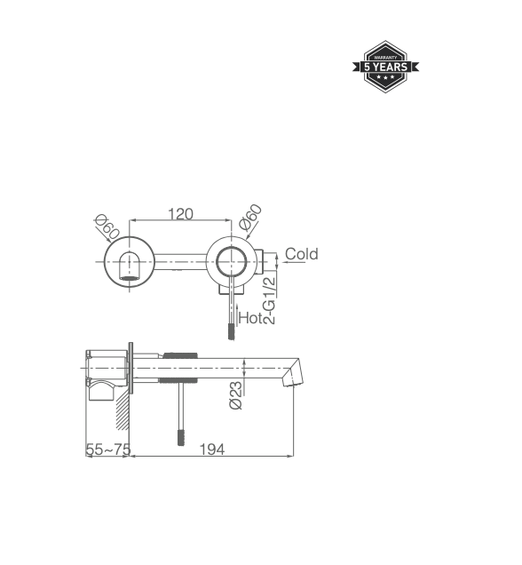 medidas grifo empotrado Line