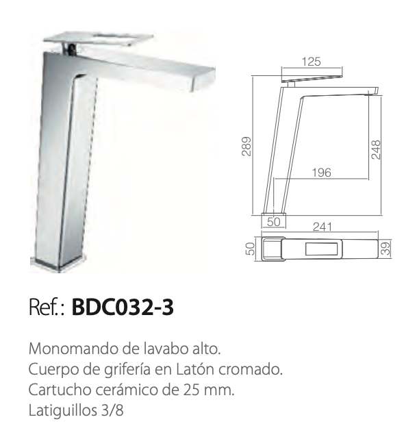 medidas grifo lavabo alto Suecia 