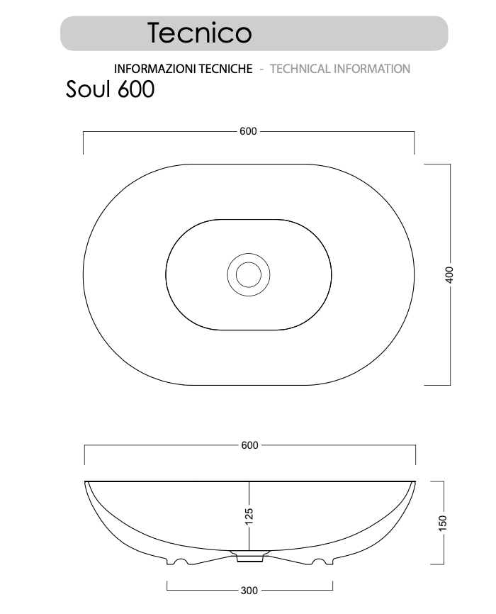 medidas lavabo sobreencimera ovalado Soul600