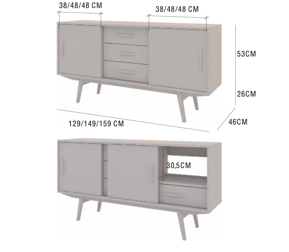 medidas mueble Velvet patas