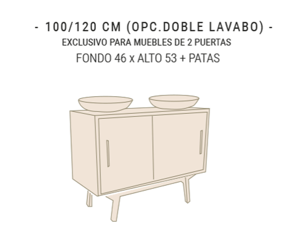 opcion doble lavabo para 100 y 120cm