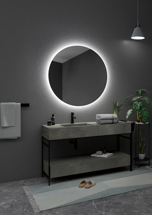 Miroir de salle de bain rond rétroéclairé Led Oporto